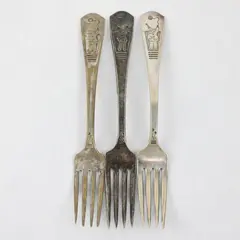 Set of 3 Vintage Imperial Silver Plate Clown with Balloon Children's Forks 6"