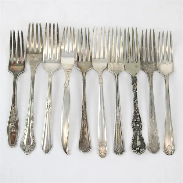 Mixed Lot of 10 Vintage Silver Plated Forks 6"