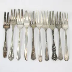Mixed Lot of 10 Vintage Silver Plated Forks 6"