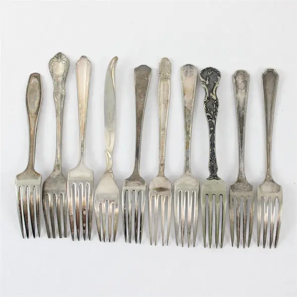 Mixed Lot of 10 Vintage Silver Plated Forks 6"
