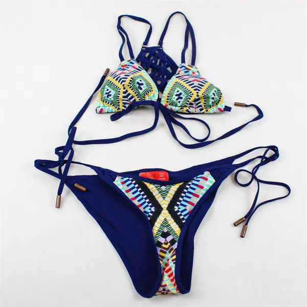 Red Carter Women's XS Navy Geometric Pattern Racer Back/Front Tie Bikini Set