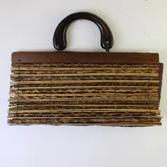 Vintage Wood Sticks & Twig w/Wooden Handles Fabric Lined Purse