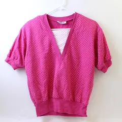 Justin E. Jones Faux Layer Pink/White Polka Dot Short Sleeve Top Womens About XL