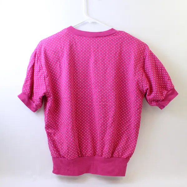Justin E. Jones Faux Layer Pink/White Polka Dot Short Sleeve Top Womens About XL