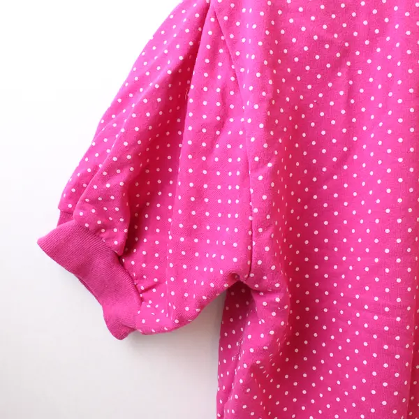 Justin E. Jones Faux Layer Pink/White Polka Dot Short Sleeve Top Womens About XL