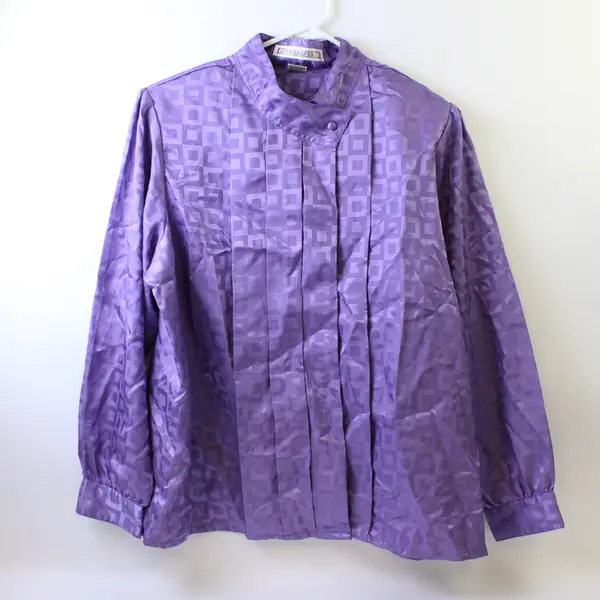 Joan Harper Purple Long Sleeve Button Up Shoulder Pads Women's Size 36/16W
