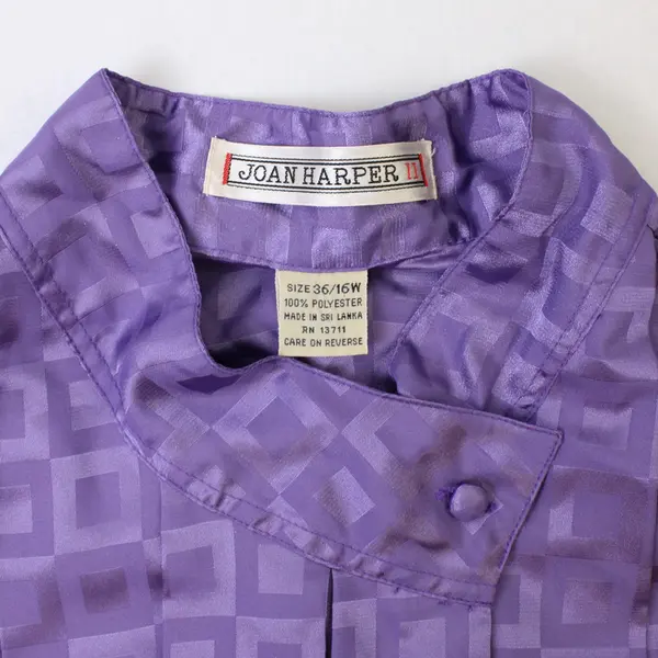 Joan Harper Purple Long Sleeve Button Up Shoulder Pads Women's Size 36/16W