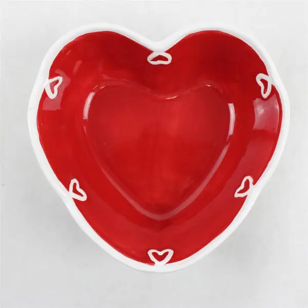 Hausenware Heart Shaped Red Candy Dish 6.5" Trinket Dessert Bowl
