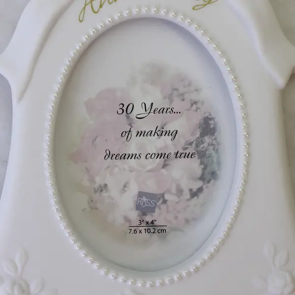 Russ White Lace & Promises Porcelain 30th Anniversary Bell 5x7 Photo Frame