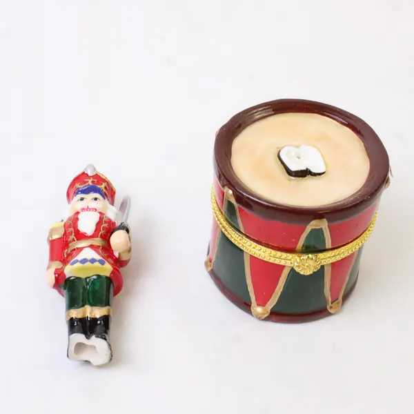 Ceramic Nutcracker on Drum 3.5in Collectible Broken Needs Repair