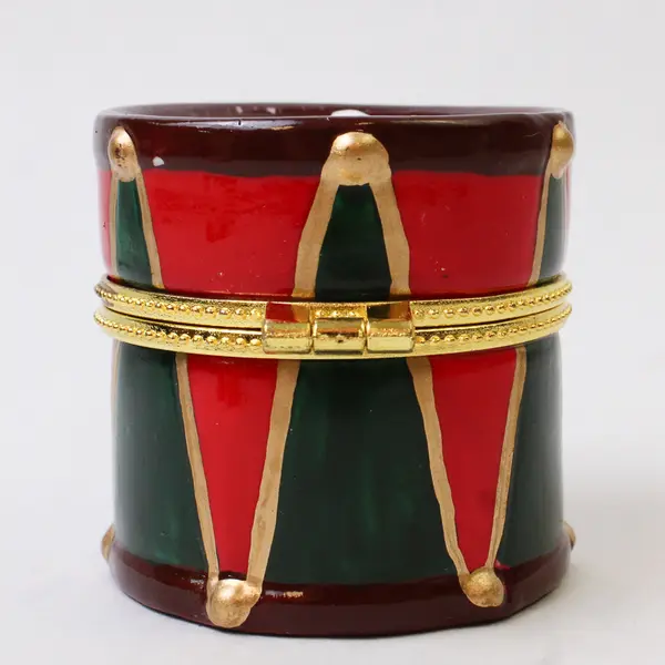 Ceramic Nutcracker on Drum 3.5in Collectible Broken Needs Repair