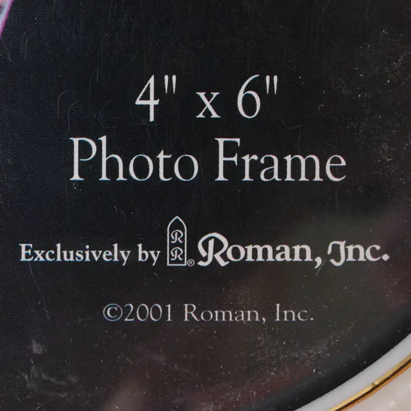 Roman Inc. White Ceramic 4x6 Picture Frame w/ Gold Accents - New