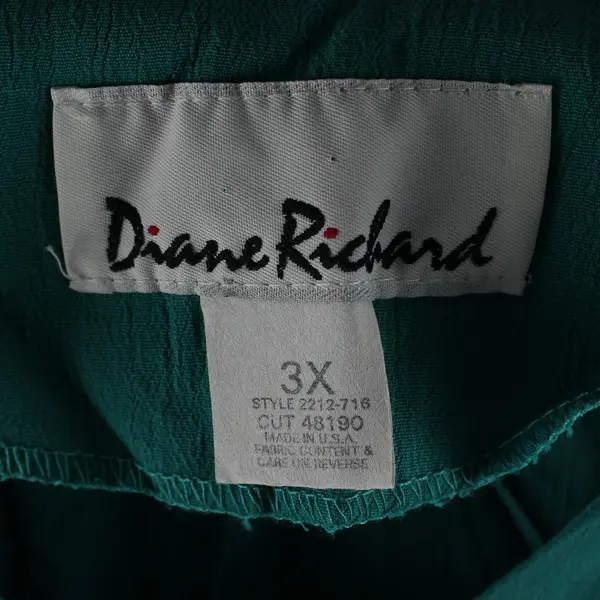 Vintage Diane Richard Women's 3X Teal V-Neck Short Sleeve Button Up Blouse