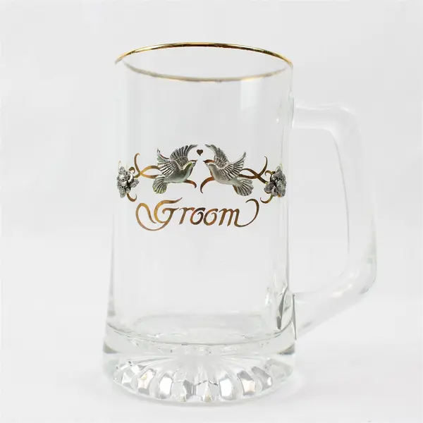 New Groom Glass Beer Stein Collectible Breweriana Vintage-Style Gift