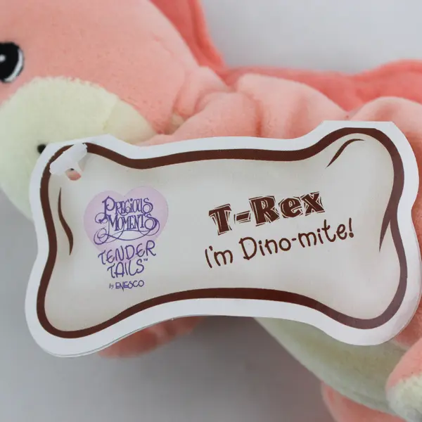 Enesco Precious Moments Tender Tails T-Rex 1999 Pink Dinosaur W/ Tag Plush