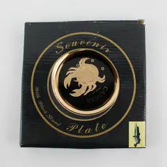 C & F Collectables Cancer Horoscope Souvenir Plate Black W/ Gold Trim 6.25"