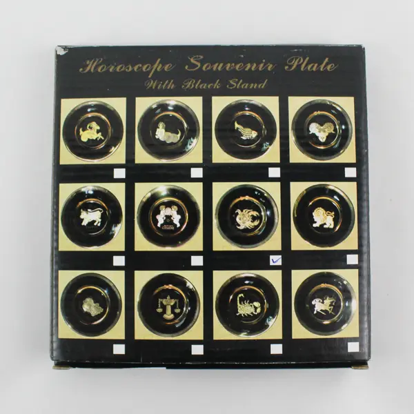 C & F Collectables Cancer Horoscope Souvenir Plate Black W/ Gold Trim 6.25"