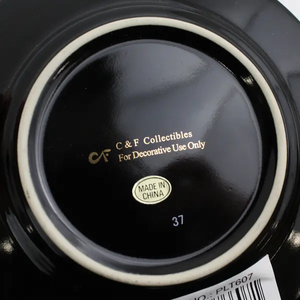 C & F Collectables Cancer Horoscope Souvenir Plate Black W/ Gold Trim 6.25"