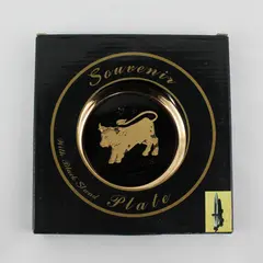 C & F Collectables Taurus Horoscope Souvenir Plate Black W/ Gold Trim 6.25"