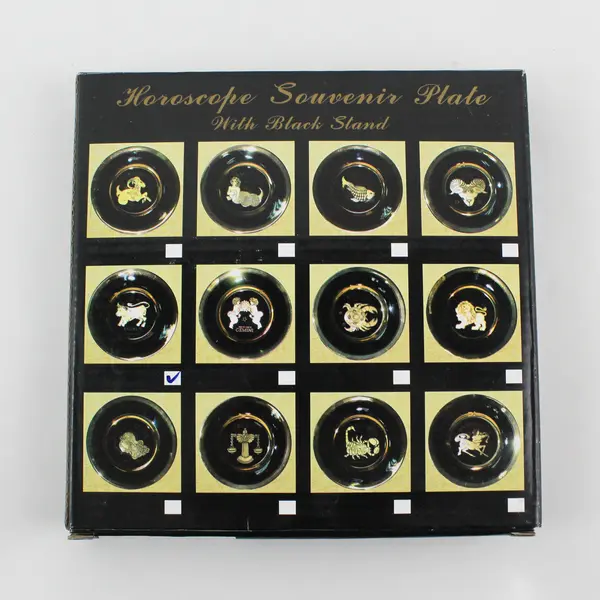 C & F Collectables Taurus Horoscope Souvenir Plate Black W/ Gold Trim 6.25"