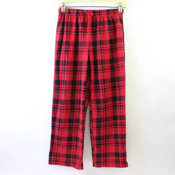 Holiday Time Red and Black Plaid Fleece Pajama Bottoms Kids' Large 10-12