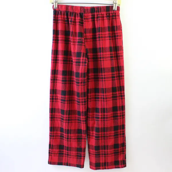 Holiday Time Red and Black Plaid Fleece Pajama Bottoms Kids' Large 10-12
