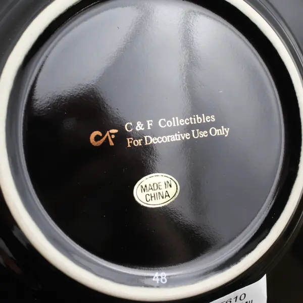 C & F Collectables Libra Horoscope Souvenir Plate Black W/ Gold Trim 6.25"