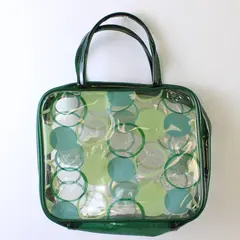 Arbonne Green Retro Polka Dot Vinyl Makeup Cosmetic Bag
