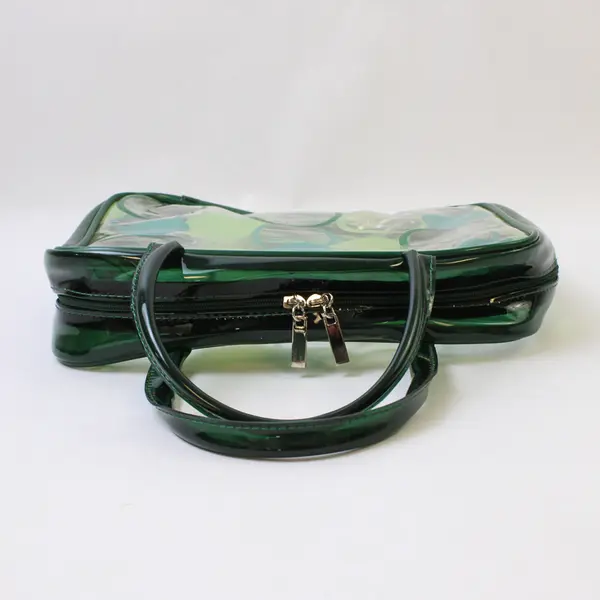 Arbonne Green Retro Polka Dot Vinyl Makeup Cosmetic Bag
