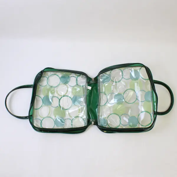Arbonne Green Retro Polka Dot Vinyl Makeup Cosmetic Bag