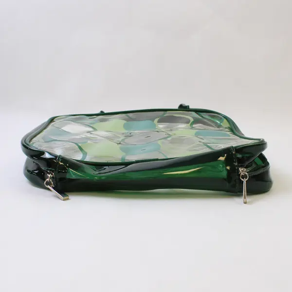 Arbonne Green Retro Polka Dot Vinyl Makeup Cosmetic Bag