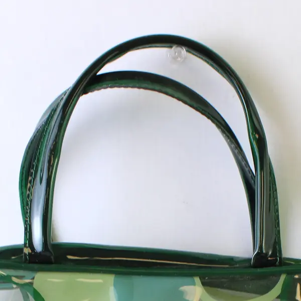 Arbonne Green Retro Polka Dot Vinyl Makeup Cosmetic Bag