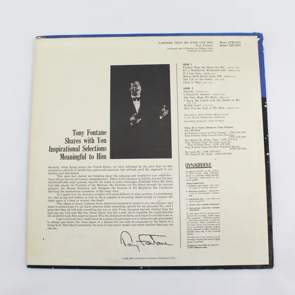 Tony Fontane: Farther Than My Eyes Can See 12" Vinyl Record