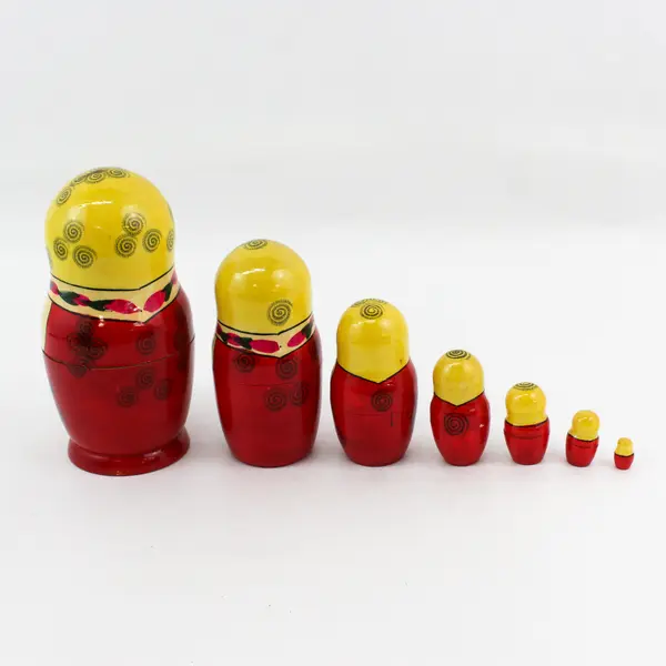 Vintage Hand-Painted Russian Nesting Matryoshka 7-Piece Doll Set