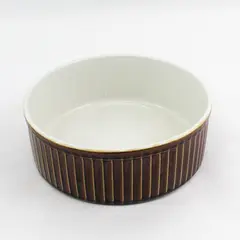 Vintage Brown Glazed Ceramic Ribbed Casserole Soufflé Dish 8.5"