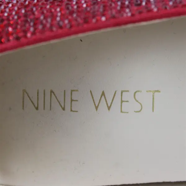 Nine West Solid Red Color Bedazzled Rhinestone Stiletto 4" Heels Women Size 5.5