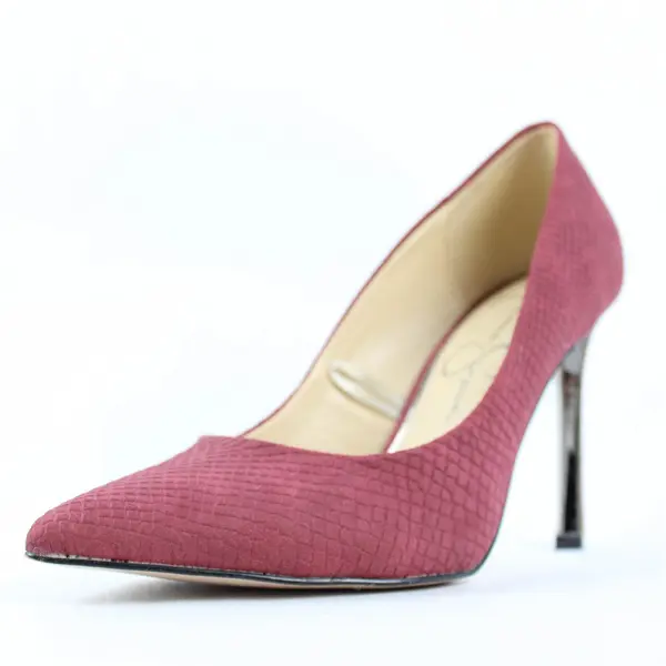 Jessica Simpson Burgundy Red Faux Snakeskin Stiletto 3.5" Heels Women Size 6.5