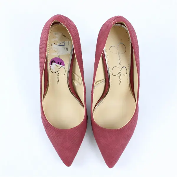 Jessica Simpson Burgundy Red Faux Snakeskin Stiletto 3.5" Heels Women Size 6.5