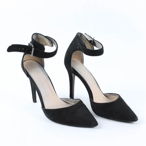 Forever Brand Solid Black Color Faux Suede Stiletto 3.5" Heels Women Size 6