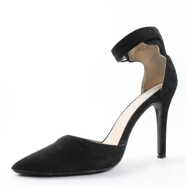 Forever Brand Solid Black Color Faux Suede Stiletto 3.5" Heels Women Size 6