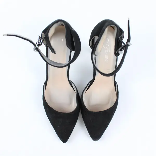 Forever Brand Solid Black Color Faux Suede Stiletto 3.5" Heels Women Size 6