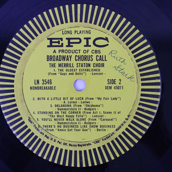 Broadway Chorus Call The Merrill Staton Choir, 12" Vinyl Record