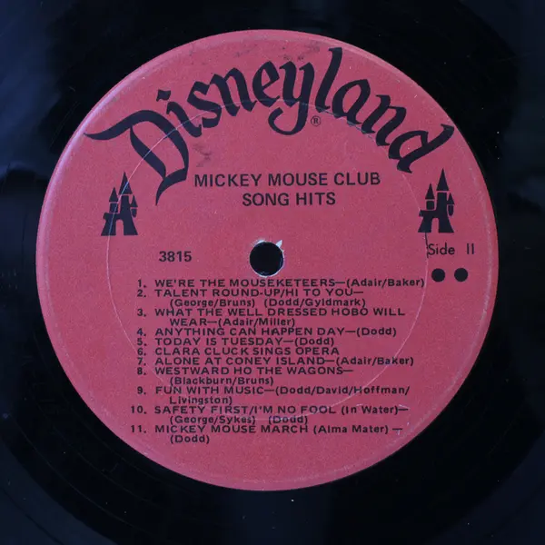 Mickey Mouse Club Song Hits  12"Vinyl Record