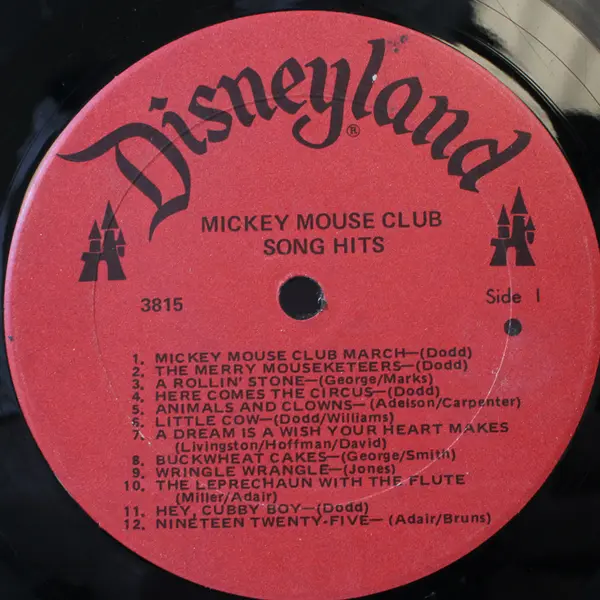 Mickey Mouse Club Song Hits  12"Vinyl Record