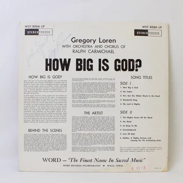  Gregory Loren How Big Is God? 12"  Vinyl Record