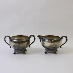 FB Rogers Silver Co Silver on Copper Creamer & Sugar Bowl No Lid