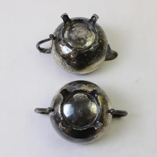 FB Rogers Silver Co Silver on Copper Creamer & Sugar Bowl No Lid