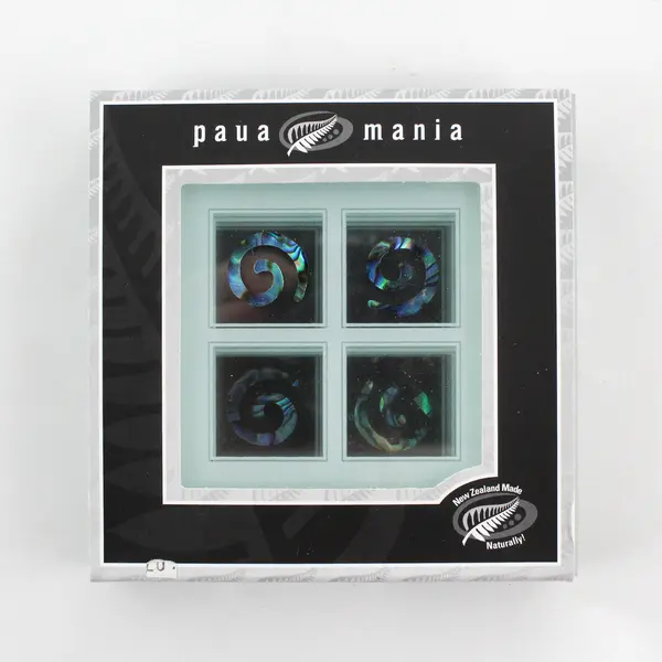 Paua Mania Glass New Zealand Paua Shell Coaster Set