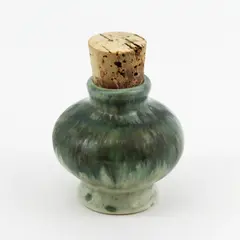  Art Pottery Mini Jar With Cork Stopper Green 3"