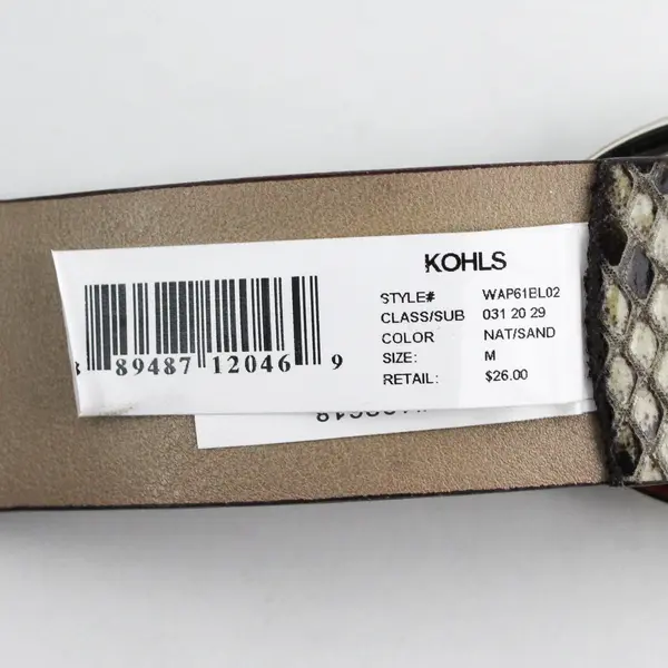 Kohl's Size M 40" Long Snakeskin Pattern Leather Belt NWT